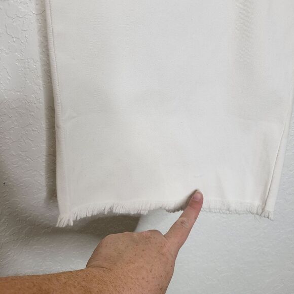 Dickies Size 15 Juniors White Relaxed Fit High Rise Fray Hem Cropped Work Pants - Picture 14 of 14